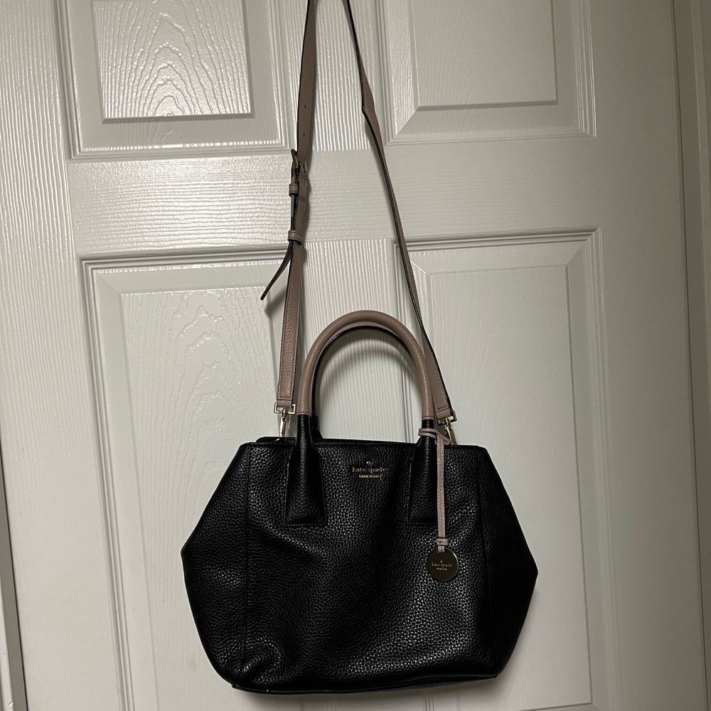 Kate Spade Maddie Satchel Handbag Black And Almondine